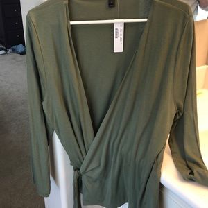 Jcrew olive green wrap top